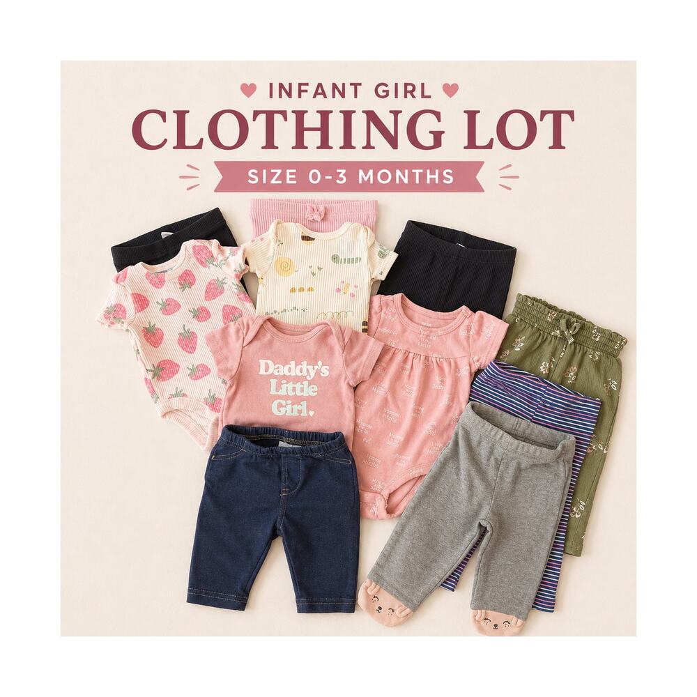 Infant Girl Clothing Lot 0-3 Months Baby Girl Clothes Outfit Bundle EUC 11 PIECE